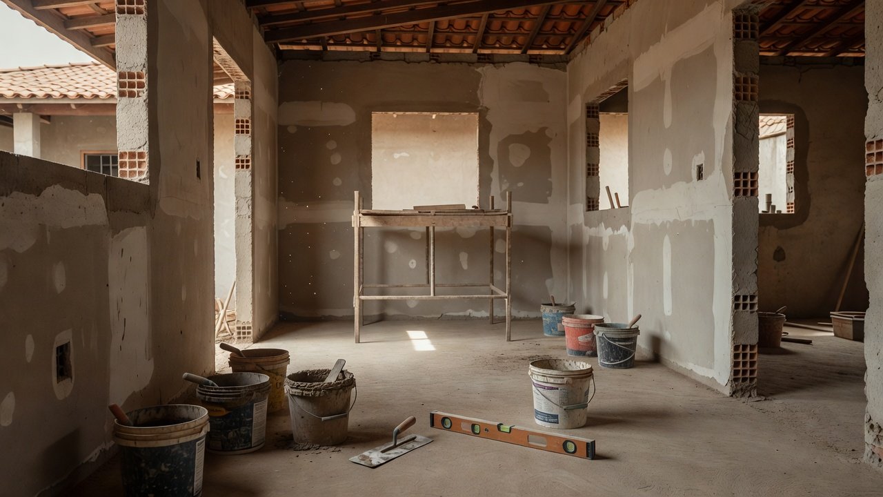 Materiais e ferramentas de pedreiro para reforma de casa no Brasil