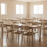 Sala de assembleia em condomínio residencial brasileiro pronta para reunião