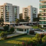 Condomínio residencial brasileiro com prédios e áreas comuns