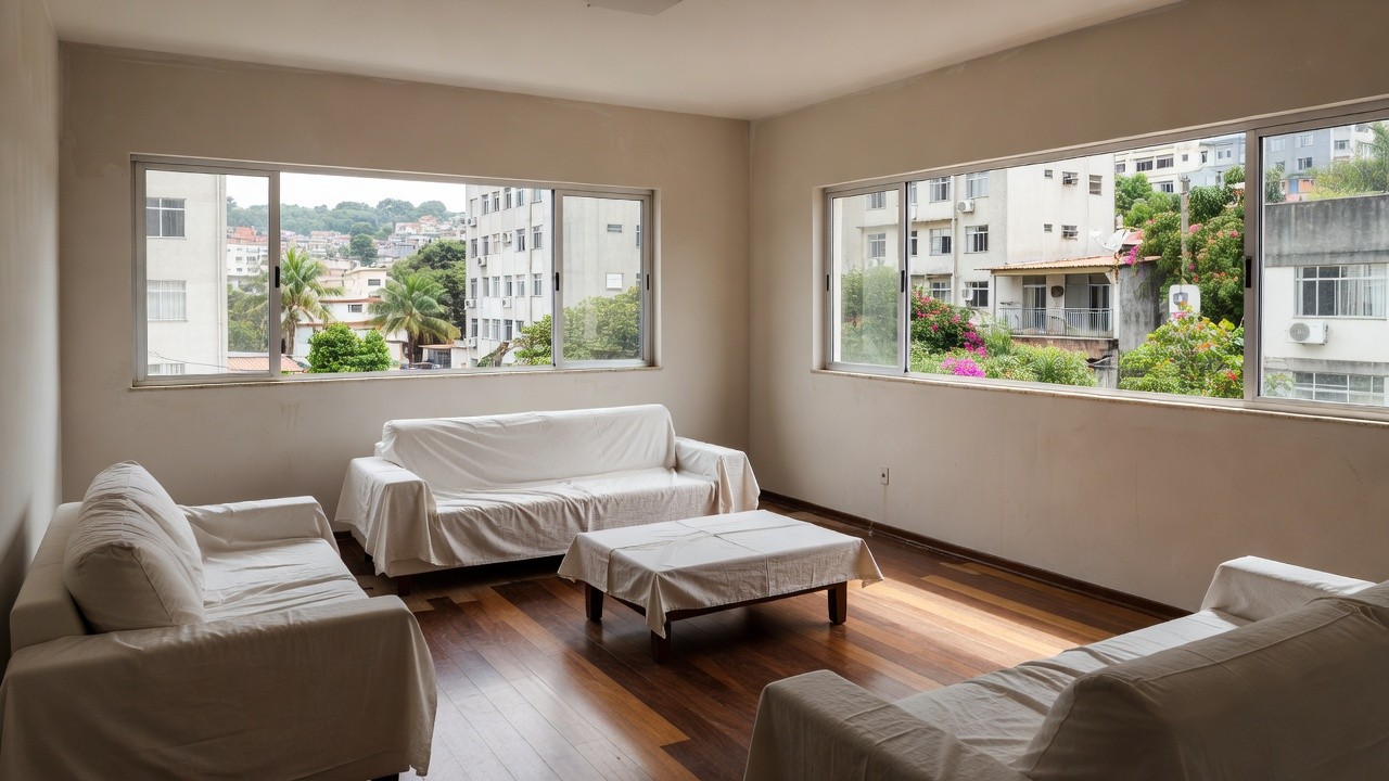 Apartamento em reforma com mudanças em paredes e piso