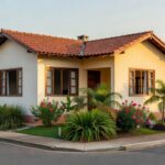 Casa residencial brasileira simples representando a compra do primeiro imóvel