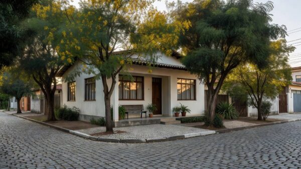 Casa residencial brasileira em bairro tranquilo representando decisão entre alugar ou comprar imóvel