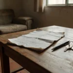 Contrato assinado em mesa de casa brasileira sobre desistência de vendedor