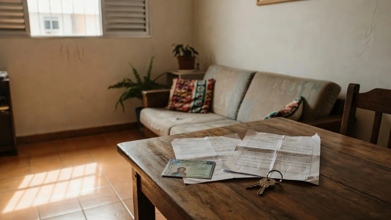 Documentos para visita a imóvel residencial brasileiro sobre mesa