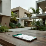 Smartphone com grupo de WhatsApp de condomínio brasileiro