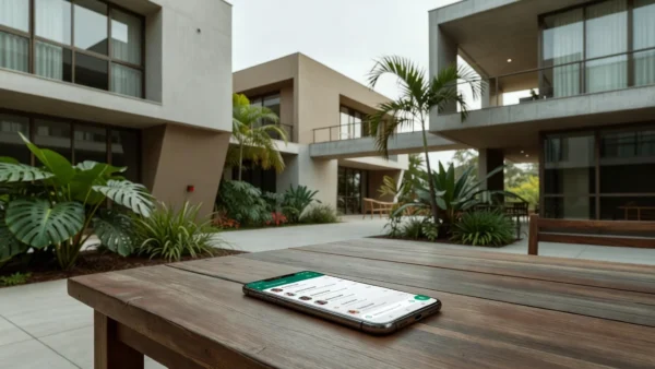 Smartphone com grupo de WhatsApp de condomínio brasileiro