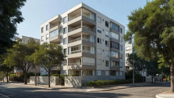 Fachada de edifício residencial de condomínio no Brasil