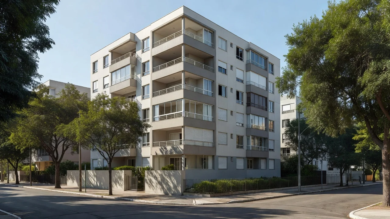 Fachada de edifício residencial de condomínio no Brasil