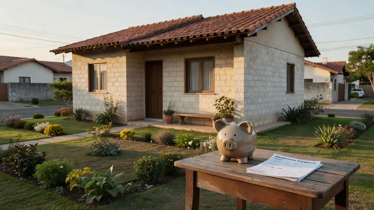 Casa brasileira simples representando reserva de emergência para o primeiro imóvel