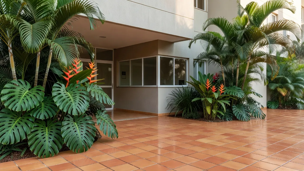 Entrada de condomínio residencial brasileiro com portaria segura e organizada