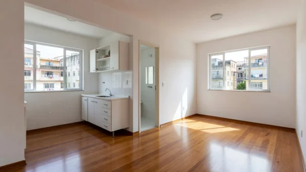 Apartamento brasileiro vazio e limpo preparado para aluguel pela primeira vez