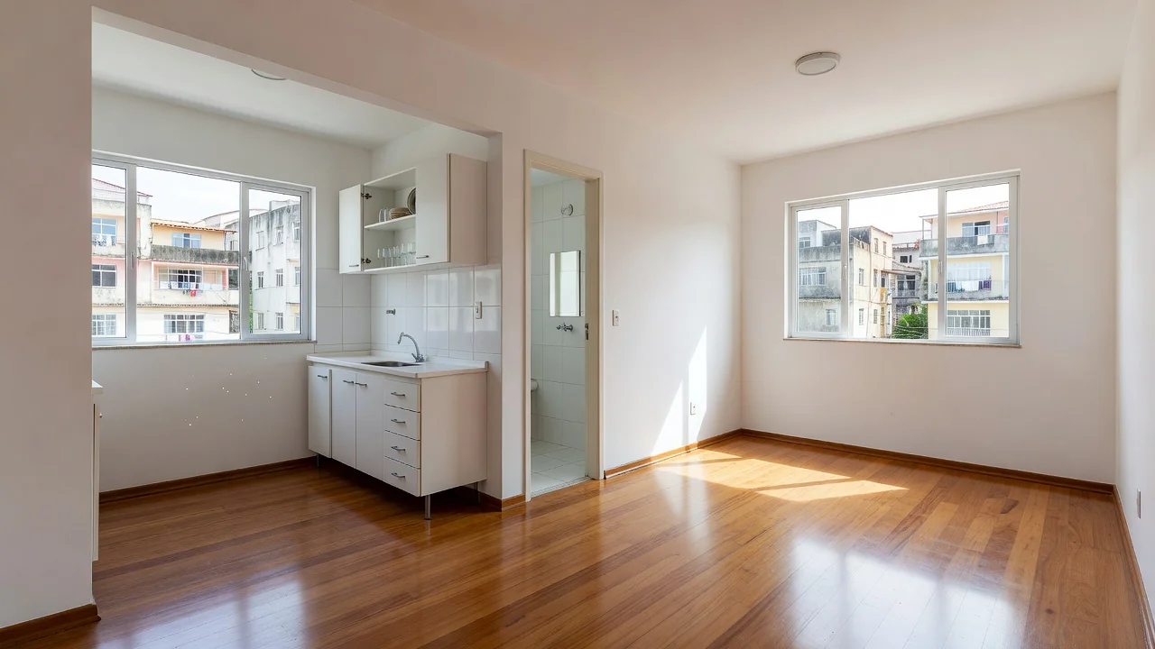 Apartamento brasileiro vazio e limpo preparado para aluguel pela primeira vez