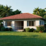 Casa moderna brasileira em bairro residencial simbolizando compra do primeiro imóvel