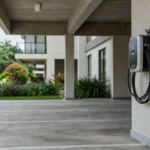Carregador para carro elétrico instalado em vaga de condomínio residencial brasileiro