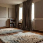 Apartamento brasileiro com cortinas grossas e tapetes para isolamento acústico