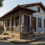 Fachada de imóvel histórico tombado em bairro brasileiro antigo
