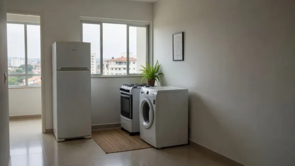 Eletrodomésticos em apartamento brasileiro para primeiro lar