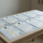 Certidões de ações cíveis do vendedor em documentos oficiais sobre mesa