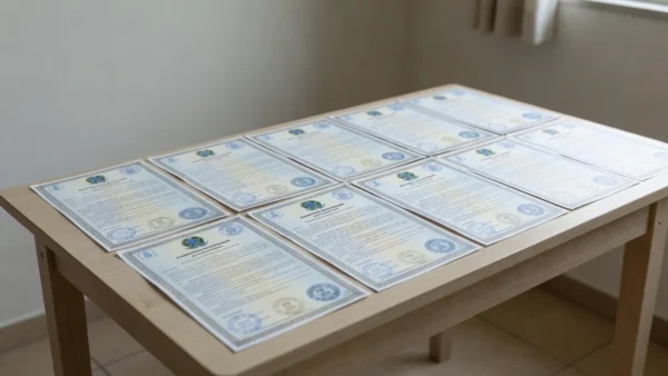 Certidões de ações cíveis do vendedor em documentos oficiais sobre mesa