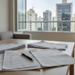 Documentos financeiros e contrato para comprovar origem do dinheiro na compra de imóvel no Brasil