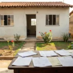 Casa brasileira com documentos para verificar pendências de herança antes de alugar imóvel