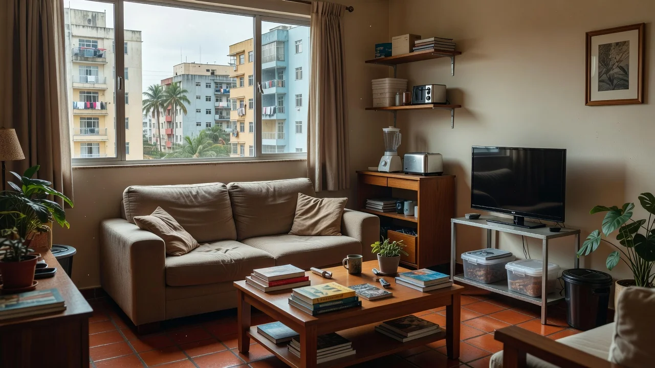 Apartamento brasileiro com móveis e bens pessoais para seguro residencial de inquilino