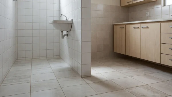 Pisos de cerâmica e porcelanato em banheiro e cozinha brasileiros