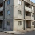 Fachada de prédio residencial brasileiro com estrutura de concreto visível
