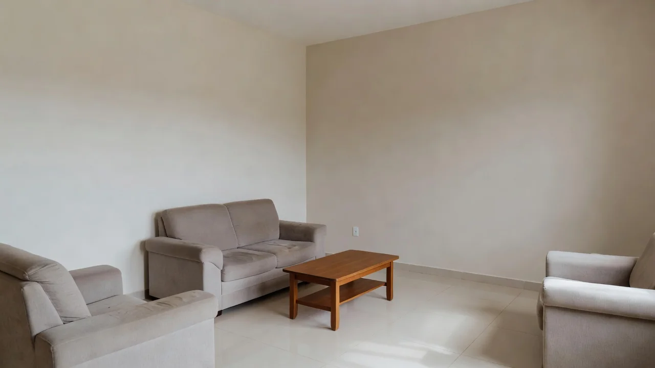 Sala de estar em casa brasileira preparada para venda com reparos simples