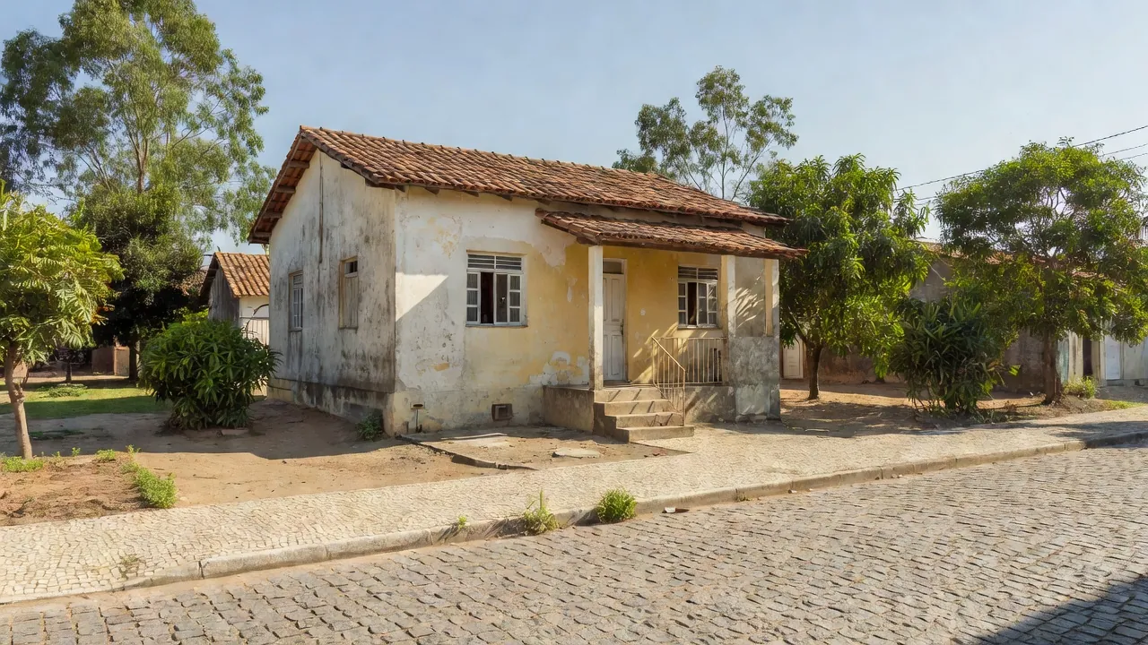 Casa residencial brasileira alugada sob risco de penhora, vista externa do imóvel