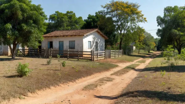 Casa brasileira com servidão de passagem de terra ao lado do imóvel
