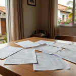 Documentos para portabilidade de financiamento em mesa de escritório brasileiro