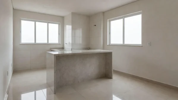 Apartamento reformado com pisos e bancadas de fácil limpeza no Brasil