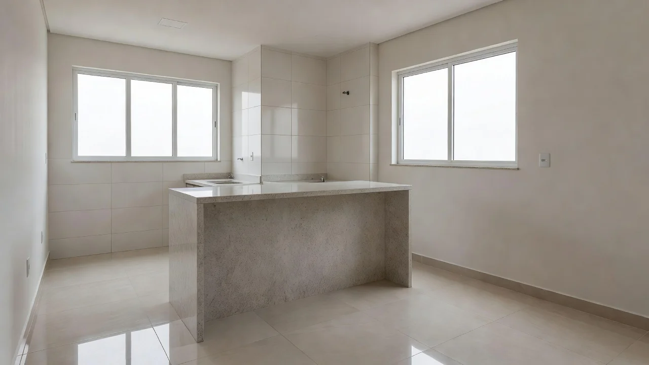 Apartamento reformado com pisos e bancadas de fácil limpeza no Brasil