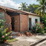 Casa brasileira em reforma com mudanças na planta e estrutura