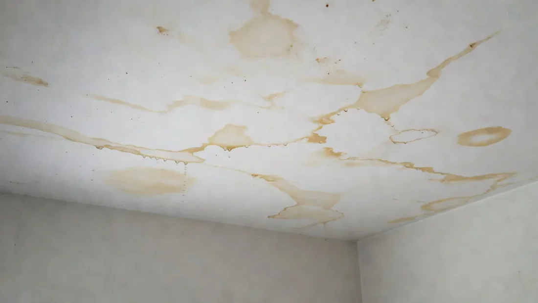 Teto de apartamento com manchas de infiltração de água