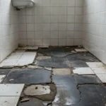 Piso de banheiro em reforma para evitar infiltrações