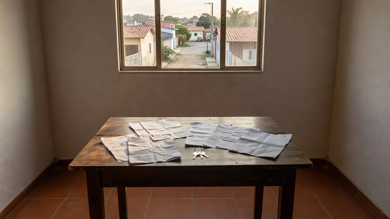 Documentos de cartório e casa para cálculo de custos do primeiro imóvel