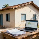 Casa brasileira com documentos para consultar IPTU atrasado antes de comprar ou alugar imóvel