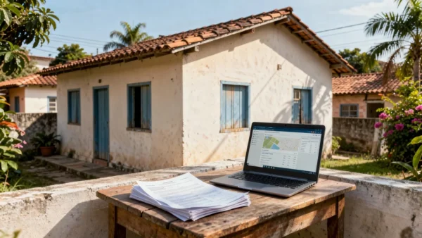 Casa brasileira com documentos para consultar IPTU atrasado antes de comprar ou alugar imóvel