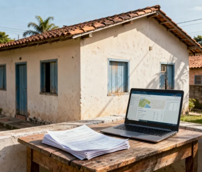 Casa brasileira com documentos para consultar IPTU atrasado antes de comprar ou alugar imóvel