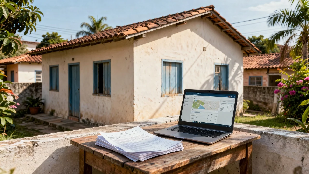 Casa brasileira com documentos para consultar IPTU atrasado antes de comprar ou alugar imóvel