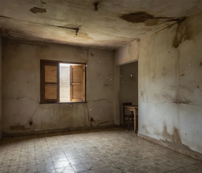 Manchas de infiltração em teto de casa usada brasileira